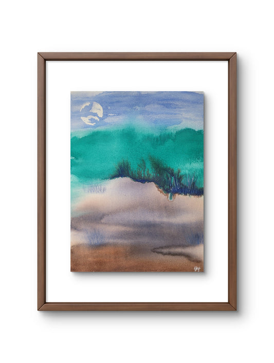 "By the Light of the Periwinkle Moon" 12x16 Original Watercolor Painting