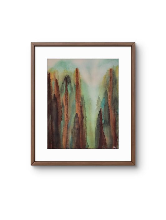 Light Between Giants 16x20 Original Watercolor Painting