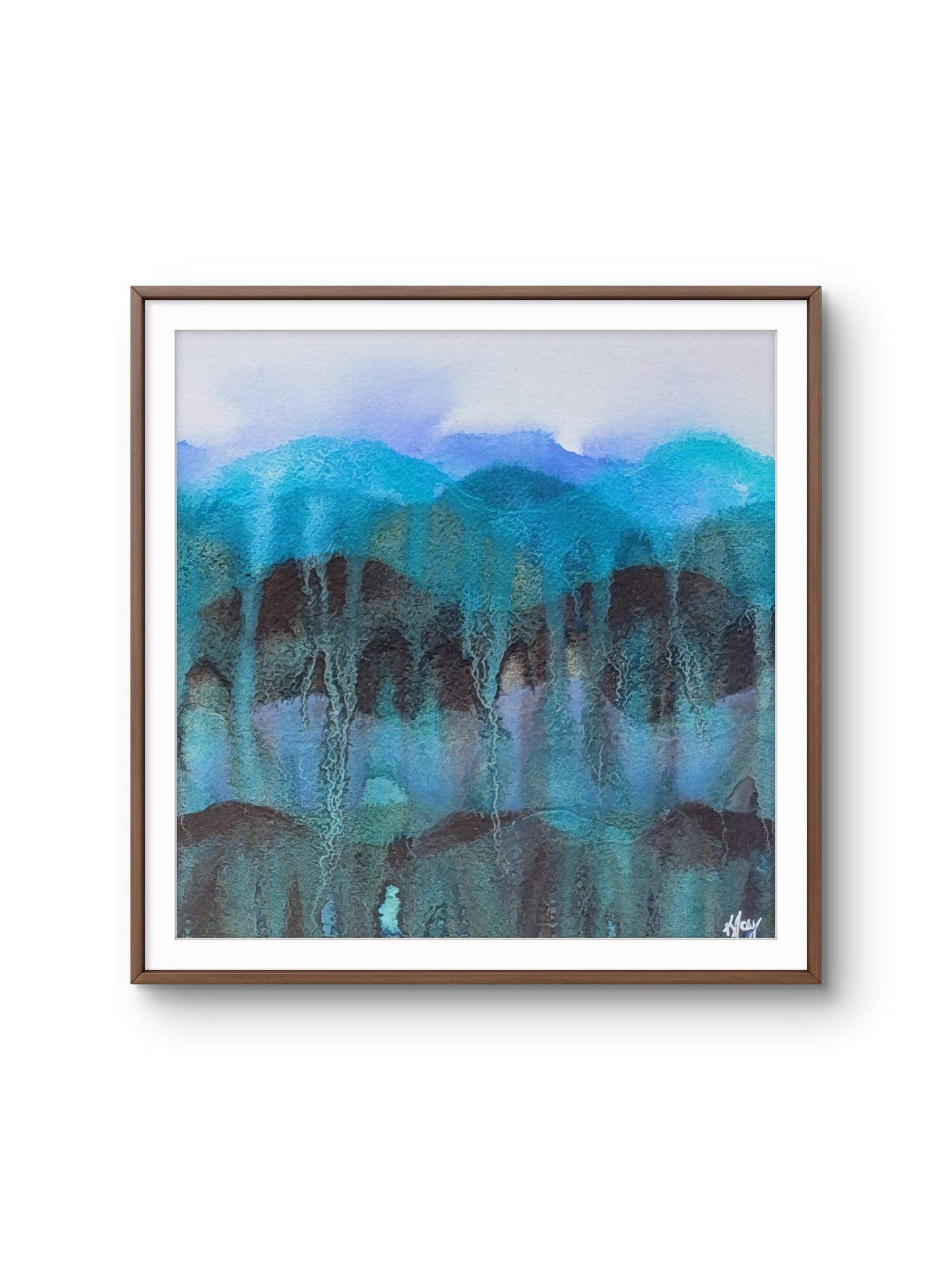 Blue Distance — 8x8 Original Watercolor Painting