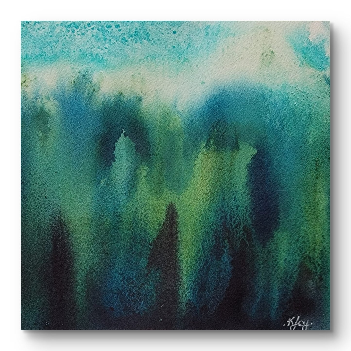 "Emerald Veil" 8x8 Original Watercolor Painting