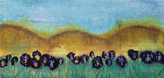 "Iris Field" 6x12 Original Watercolor Painting