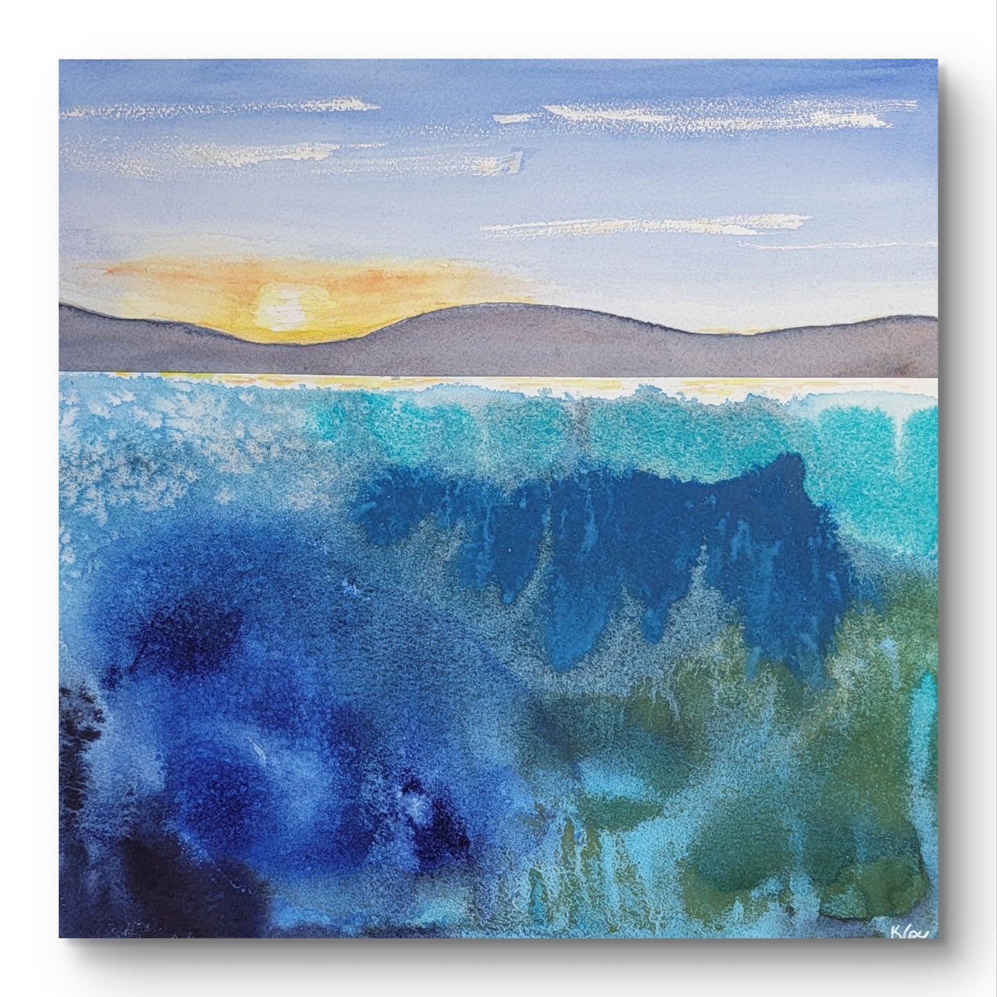 "Awakening Depths" 12x12 Original Watercolor Painting