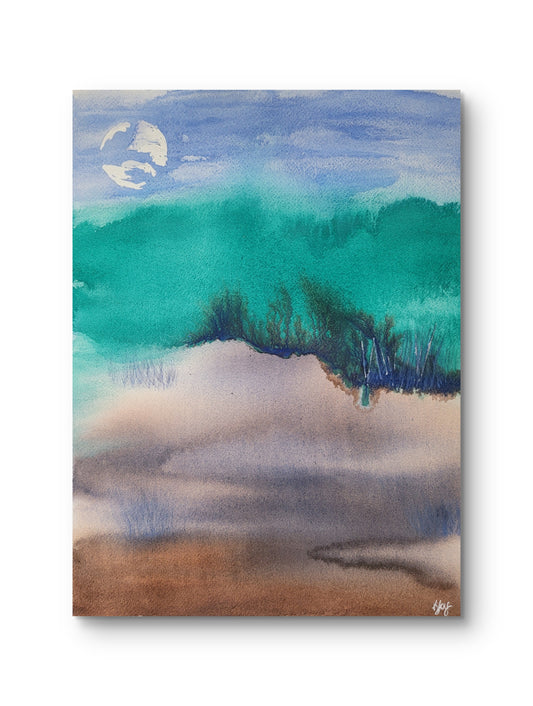 "By the Light of the Periwinkle Moon" 12x16 Original Watercolor Painting