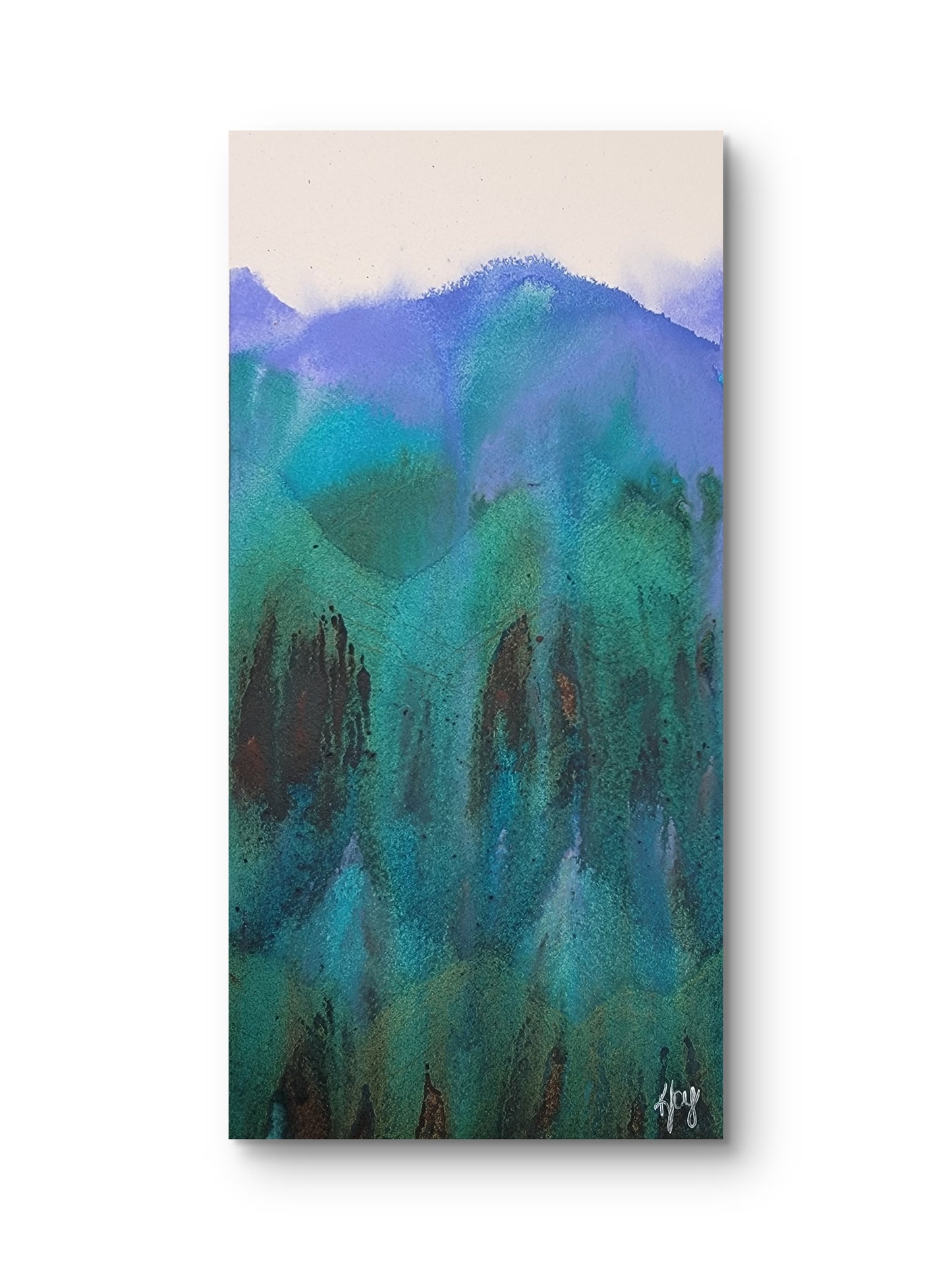 Mountain Echoes 12x6 Original Watercolor Painting