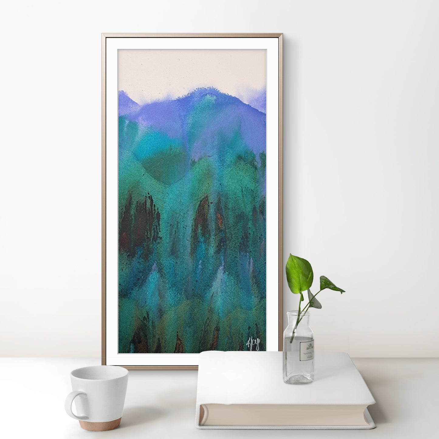 Mountain Echoes 12x6 Original Watercolor Painting