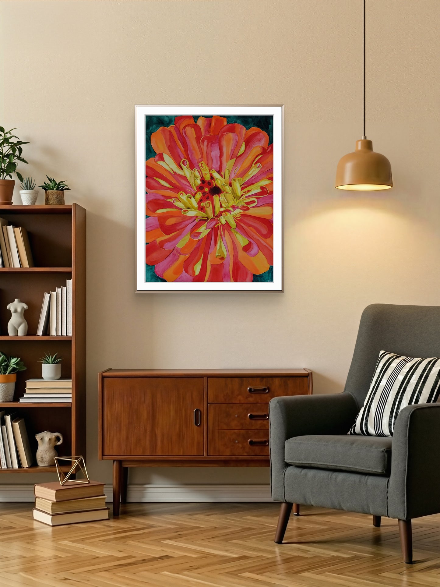 Wild Zinnia — 24x18 Original Watercolor Painting