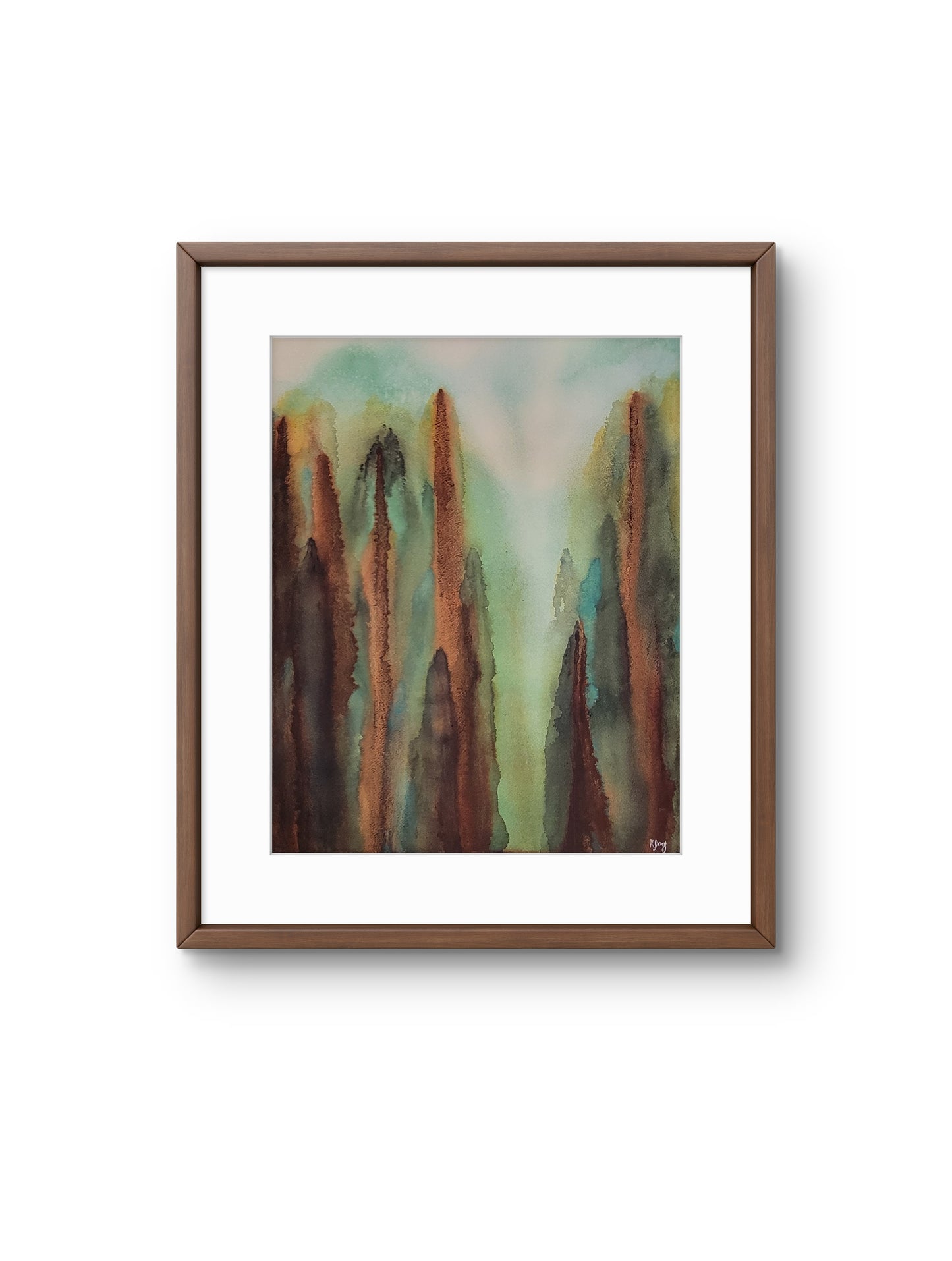Light Between Giants 16x20 Original Watercolor Painting