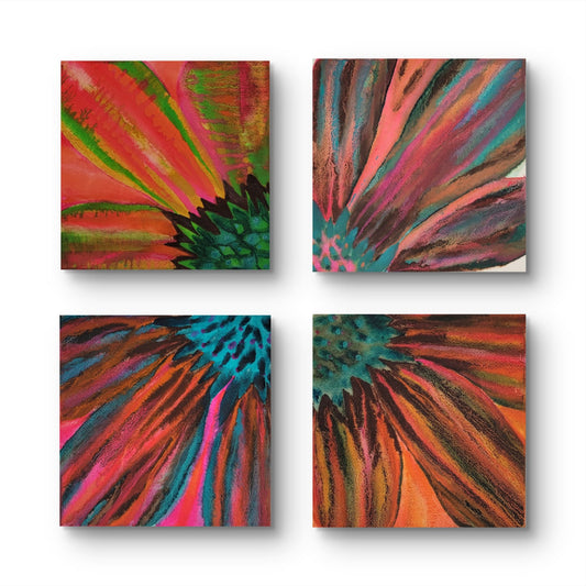 Retro Botanicals Set of Four 8x8 Original Watercolor Paintings