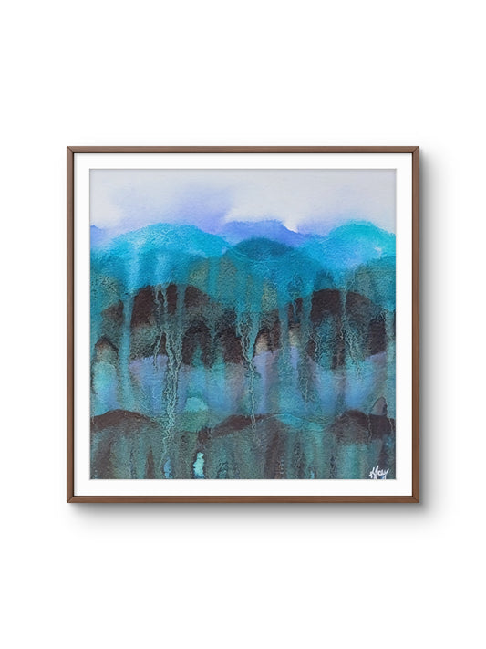 Blue Distance — 8x8 Original Watercolor Painting