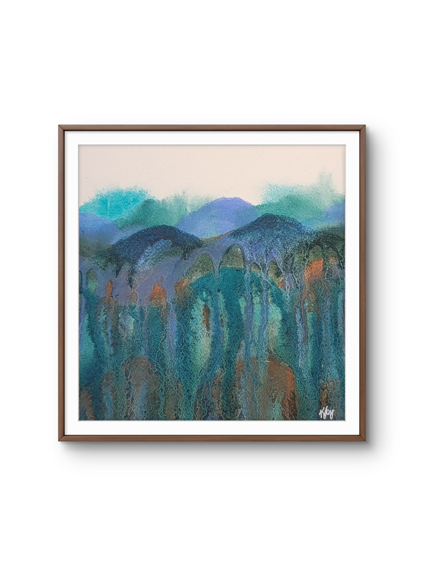 Between the Ridges — 8x8 Original Watercolor Painting