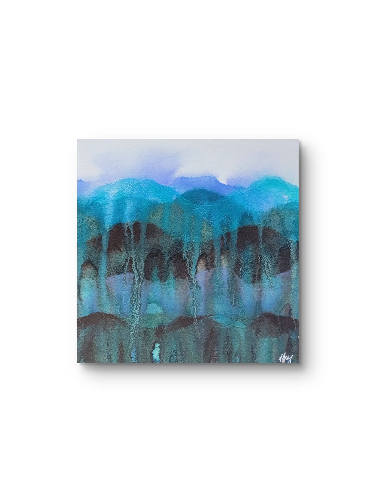 Blue Distance — 8x8 Original Watercolor Painting