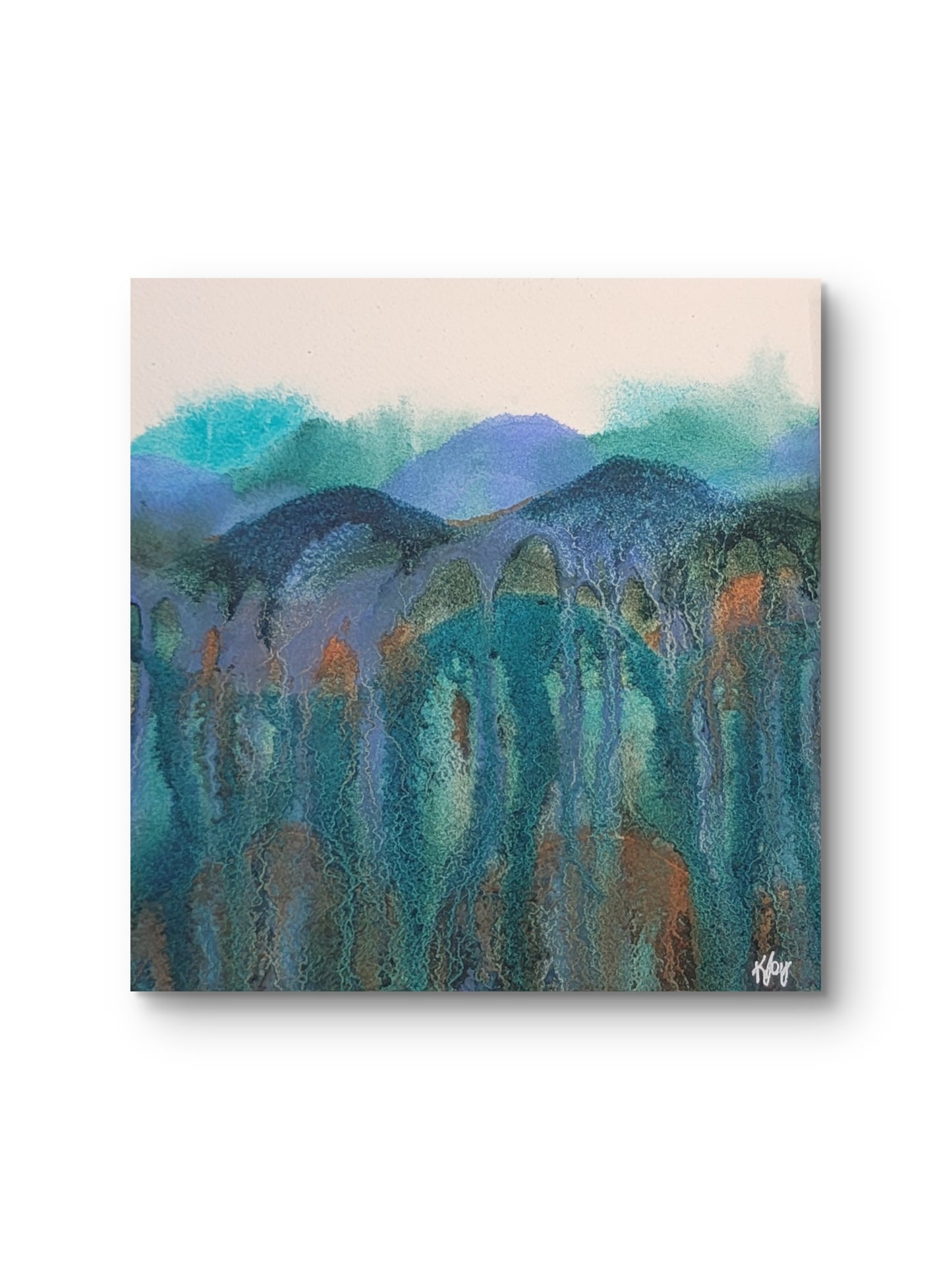 Between the Ridges — 8x8 Original Watercolor Painting
